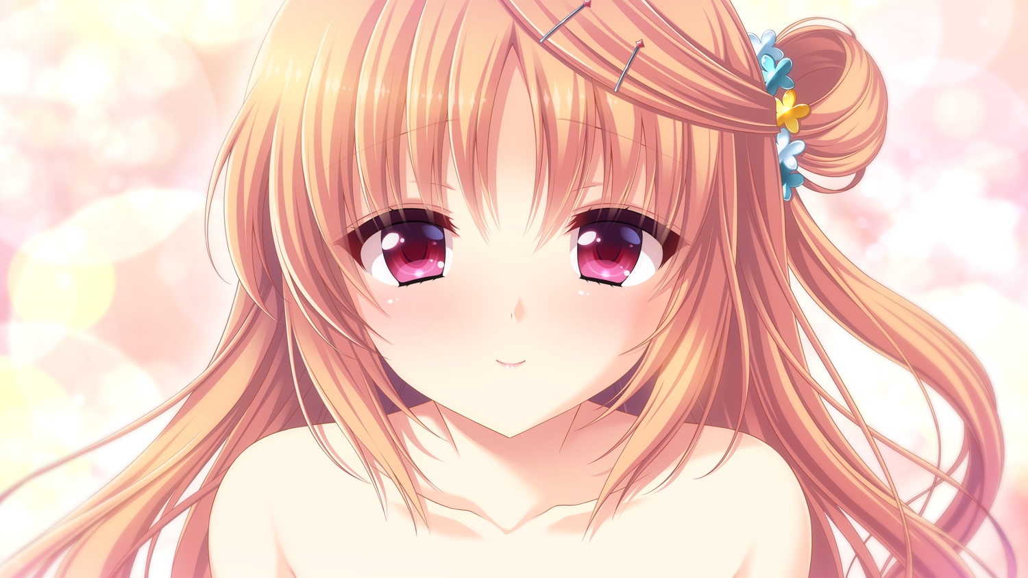 boku_to_kanojo_no_gohoushi_dousei, close, game_cg, kashima_shino, long_hair, orange_hair, red_eyes, sakura_neko