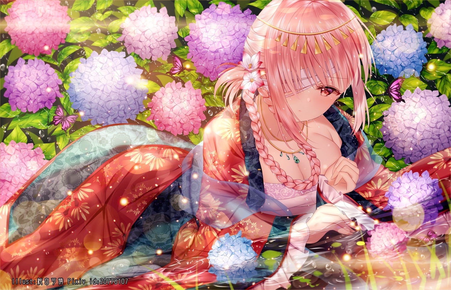 bandage, braids, breasts, butterfly, chinese_clothes, cleavage, eyepatch, fate/grand_order