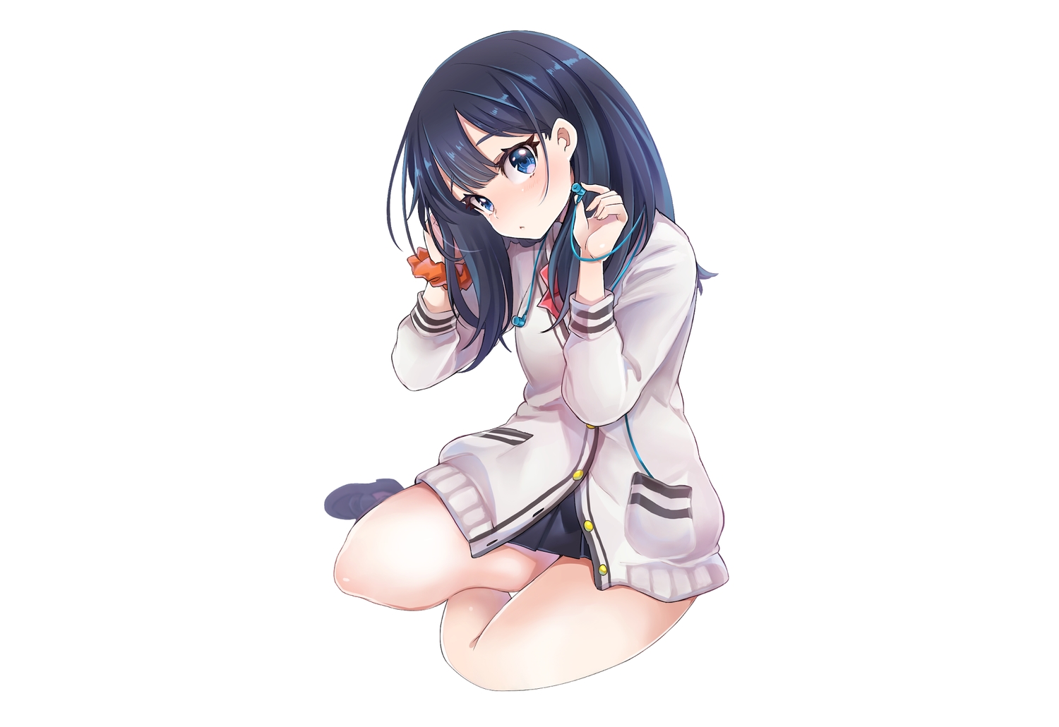 headphones, kamiya_zuzu, school_uniform, ssss.gridman, takarada_rikka, third-party_edit