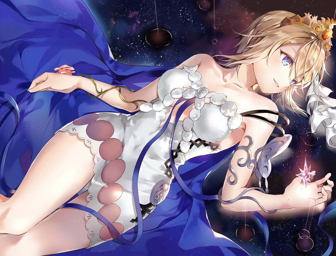 aqua_eyes, blonde_hair, cape, dress, europa_(granblue_fantasy), granblue_fantasy, hinahino, ribbons