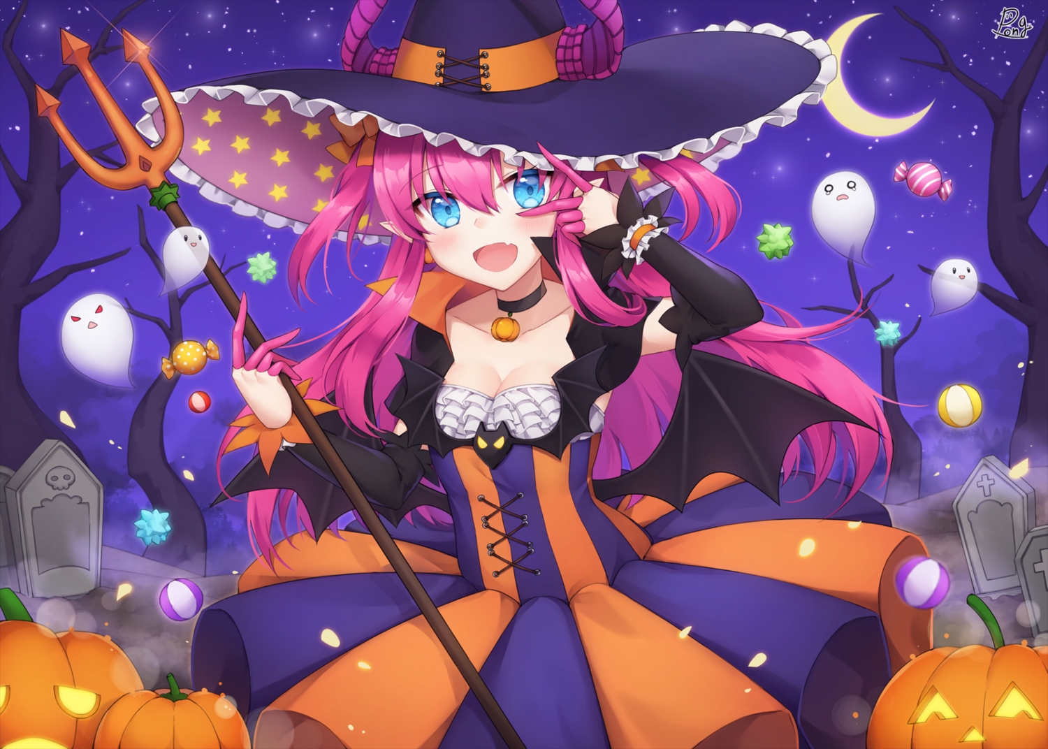 aqua_eyes, blush, breasts, candy, choker, cleavage, dress, elizabeth_bathory_(fate)