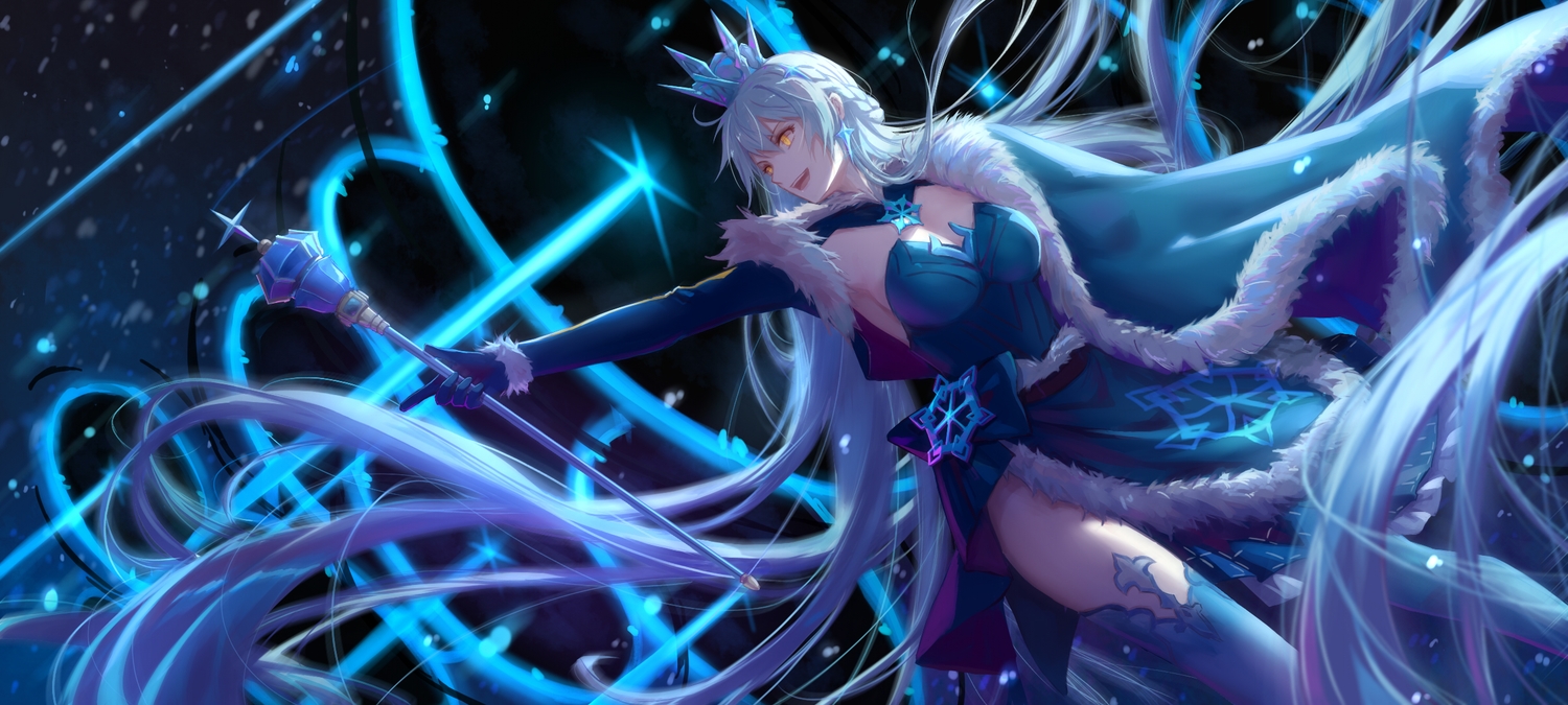 braids, breasts, cape, cleavage, crown, dress, gloves, honkai_impact