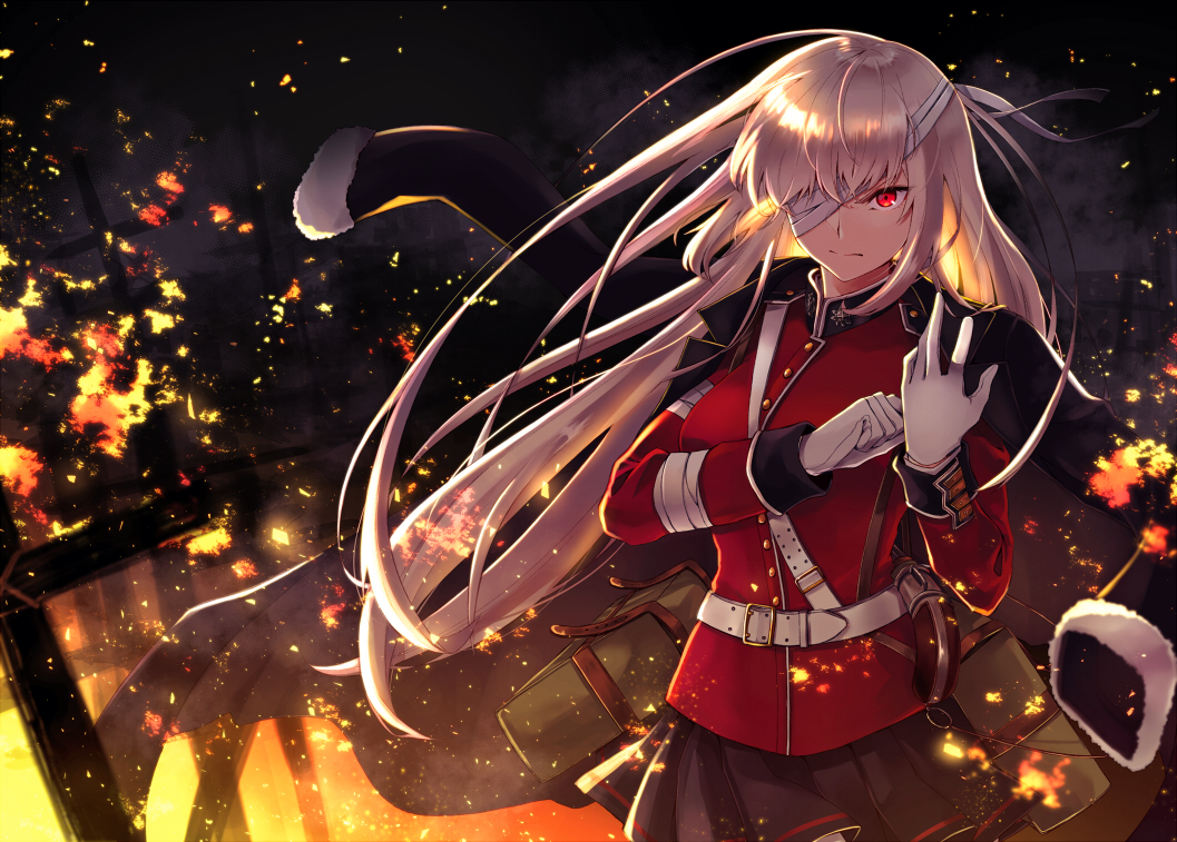 bandage, eyepatch, fate/grand_order, fate_(series), fire, florence_nightingale, gloves, itsumi_mita