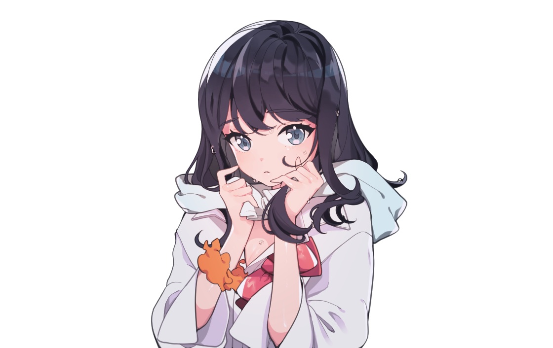 black_hair, bow, gray_eyes, long_hair, rimsuk, short_hair, ssss.gridman, takarada_rikka