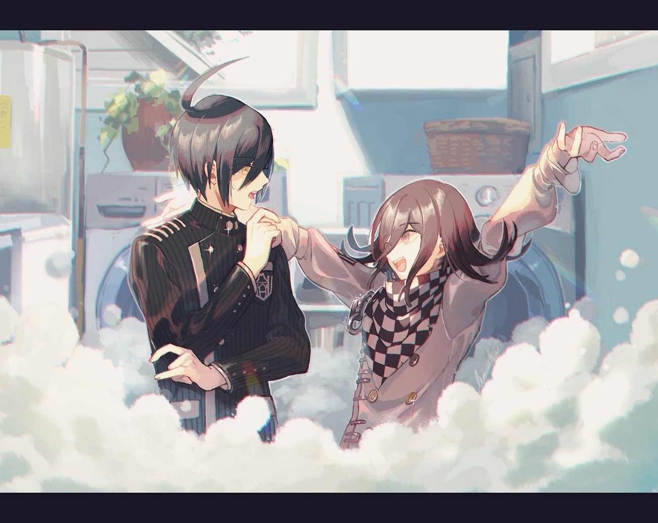 all_male, black_hair, brown_eyes, brown_hair, chain, dangan-ronpa, lemontea, male