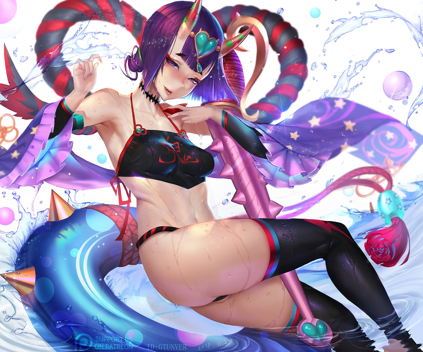 bikini, breasts, demon, fate/grand_order, fate_(series), gtunver, horns, navel