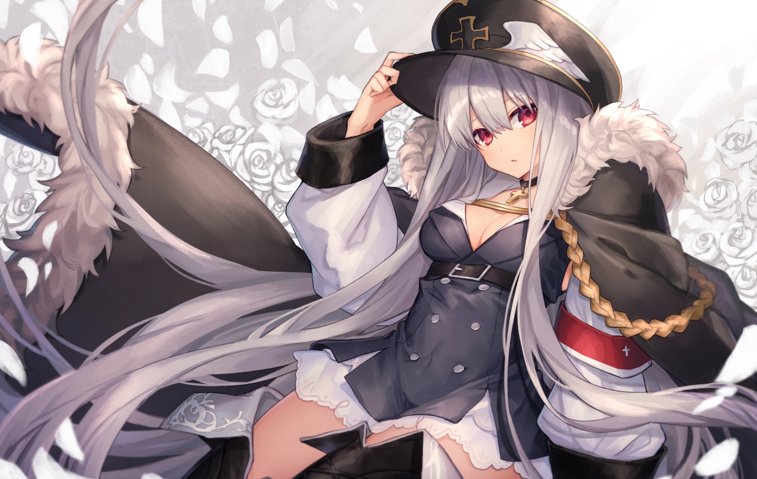 anthropomorphism, boots, breasts, choker, cleavage, .com, cross, dress
