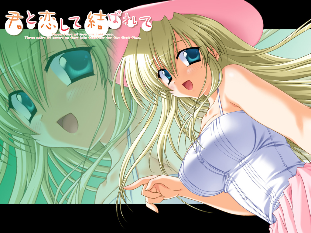 blonde_hair, blue_eyes, breasts, hat, kimi_to_koishite_musubarete, skirt, zoom_layer