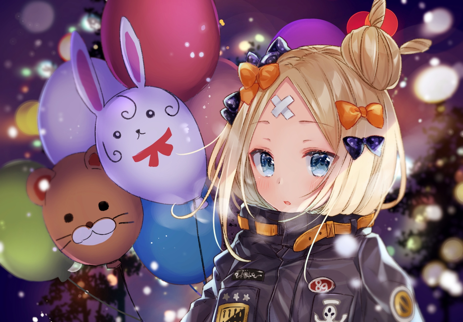 abigail_williams_(fate/grand_order), bandaid, blonde_hair, blue_eyes, blush, bow, fate/grand_order, fate_(series)