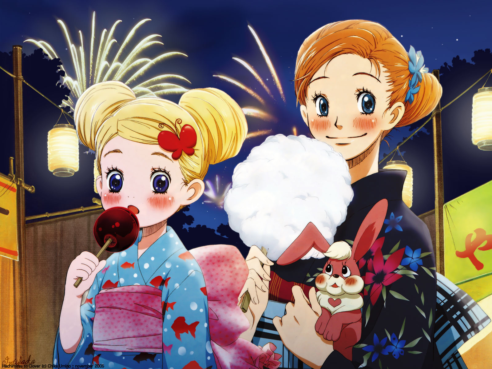 festival, hachimitsu_to_clover, hanamoto_hagumi, japanese_clothes, summer, yamada_ayumi, yukata