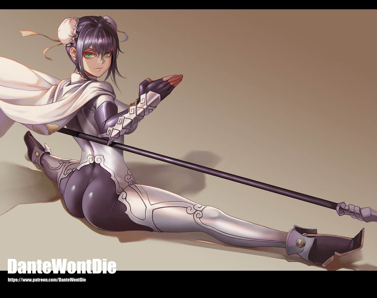 armor, ass, black_hair, bodysuit, boots, breasts, brown, cape