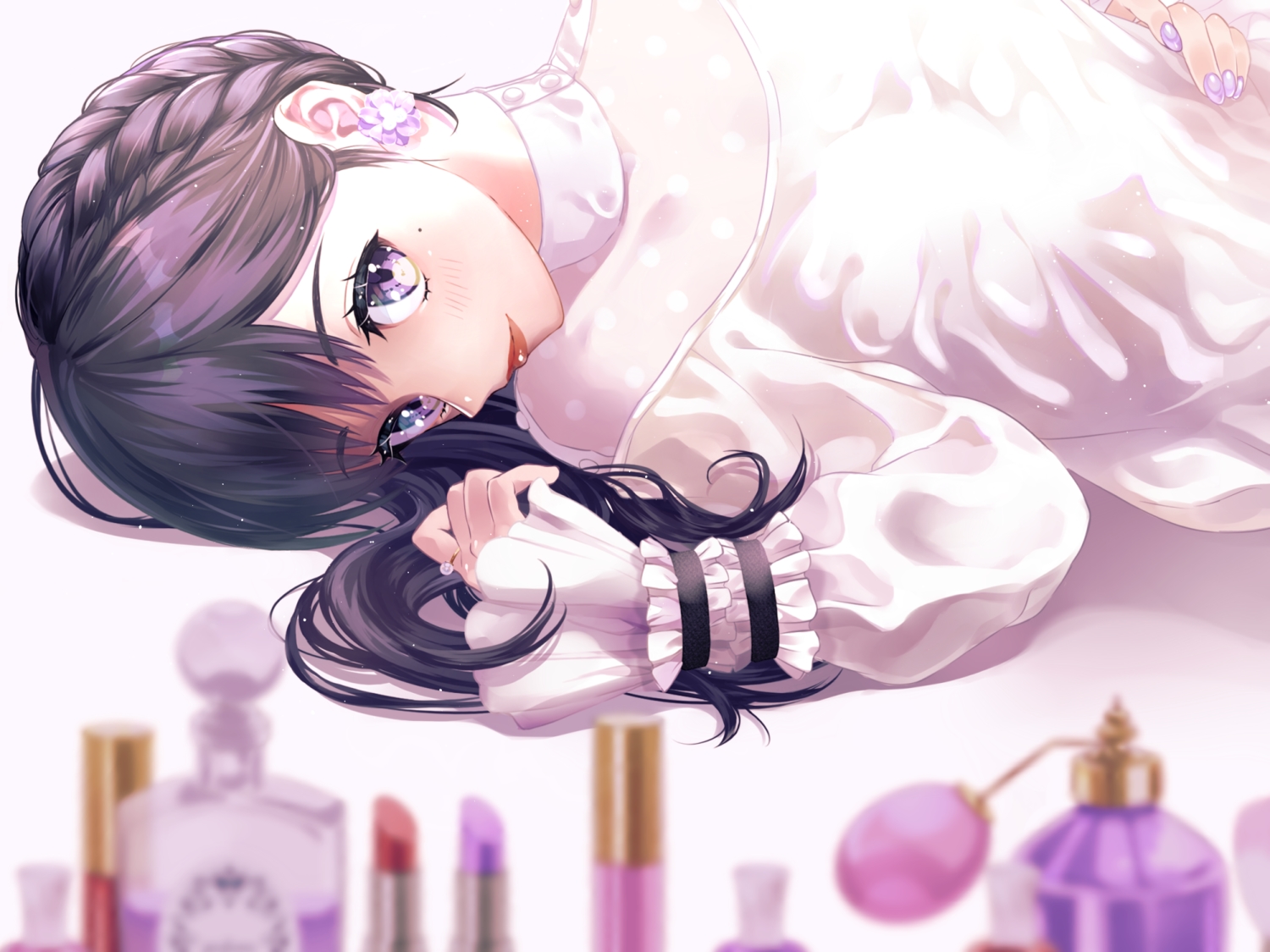 black_hair, blush, braids, close, gen_(gen_m_gen), long_hair, original, purple_eyes