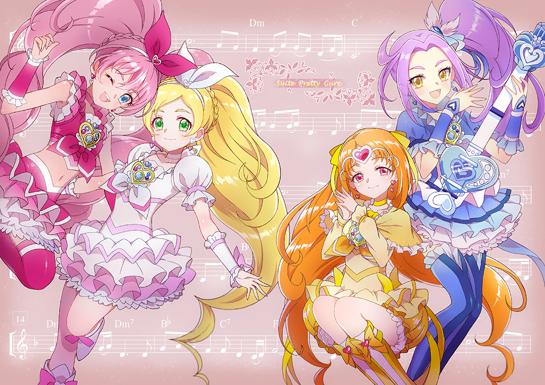 aikatsu!, aqua_eyes, blonde_hair, braids, cure_beat, cure_melody, cure_rhythm, dress