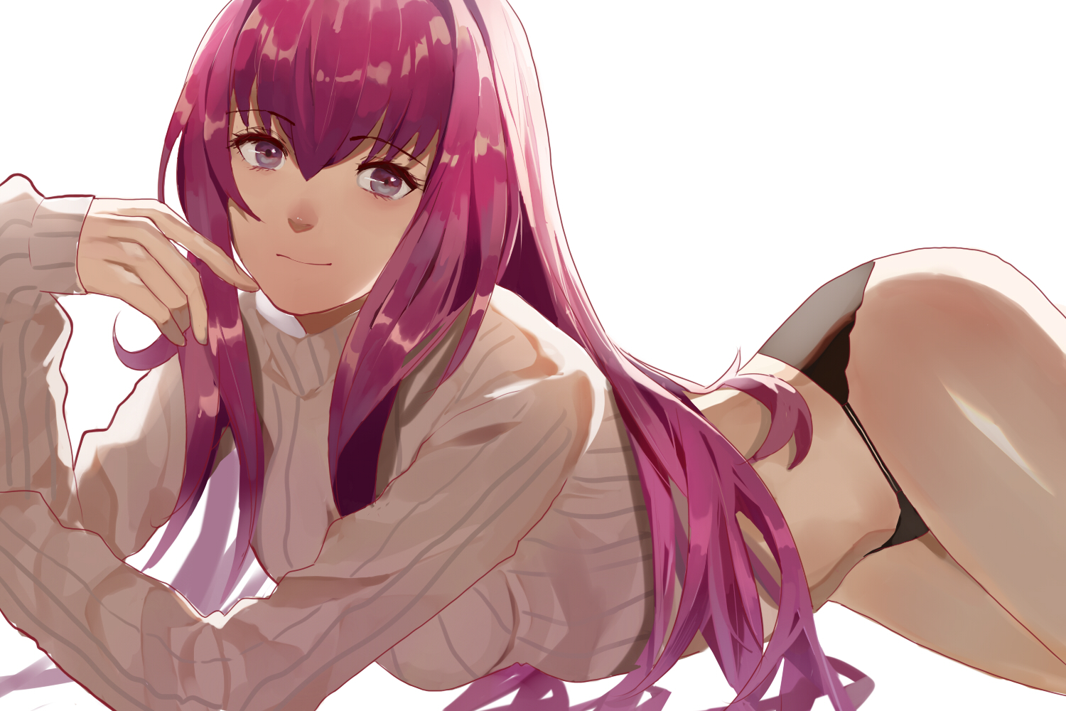 ass, fate/grand_order, fate_(series), long_hair, panties, purple_eyes, purple_hair, scathach_(fate/grand_order)