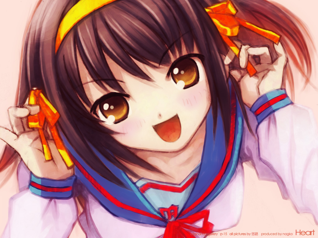 brown_eyes, brown_hair, kobayashi_yuji, ribbons, school_uniform, short_hair, suzumiya_haruhi, suzumiya_haruhi_no_yuutsu