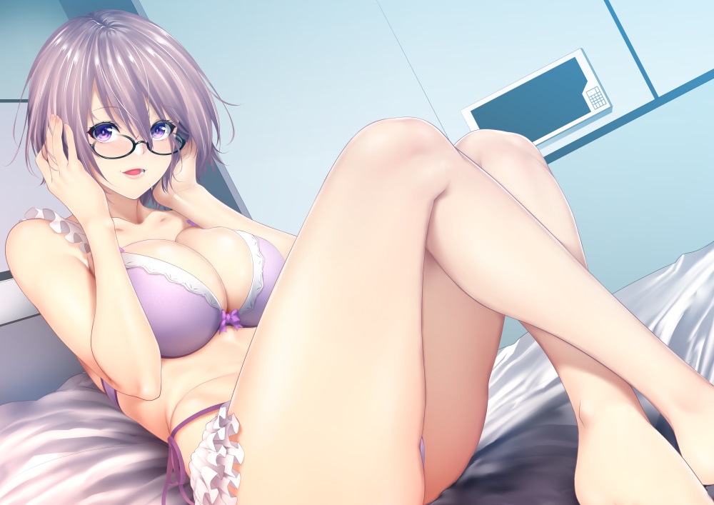 barefoot, bed, bra, breasts, cleavage, cropped, fate/grand_order, fate_(series)