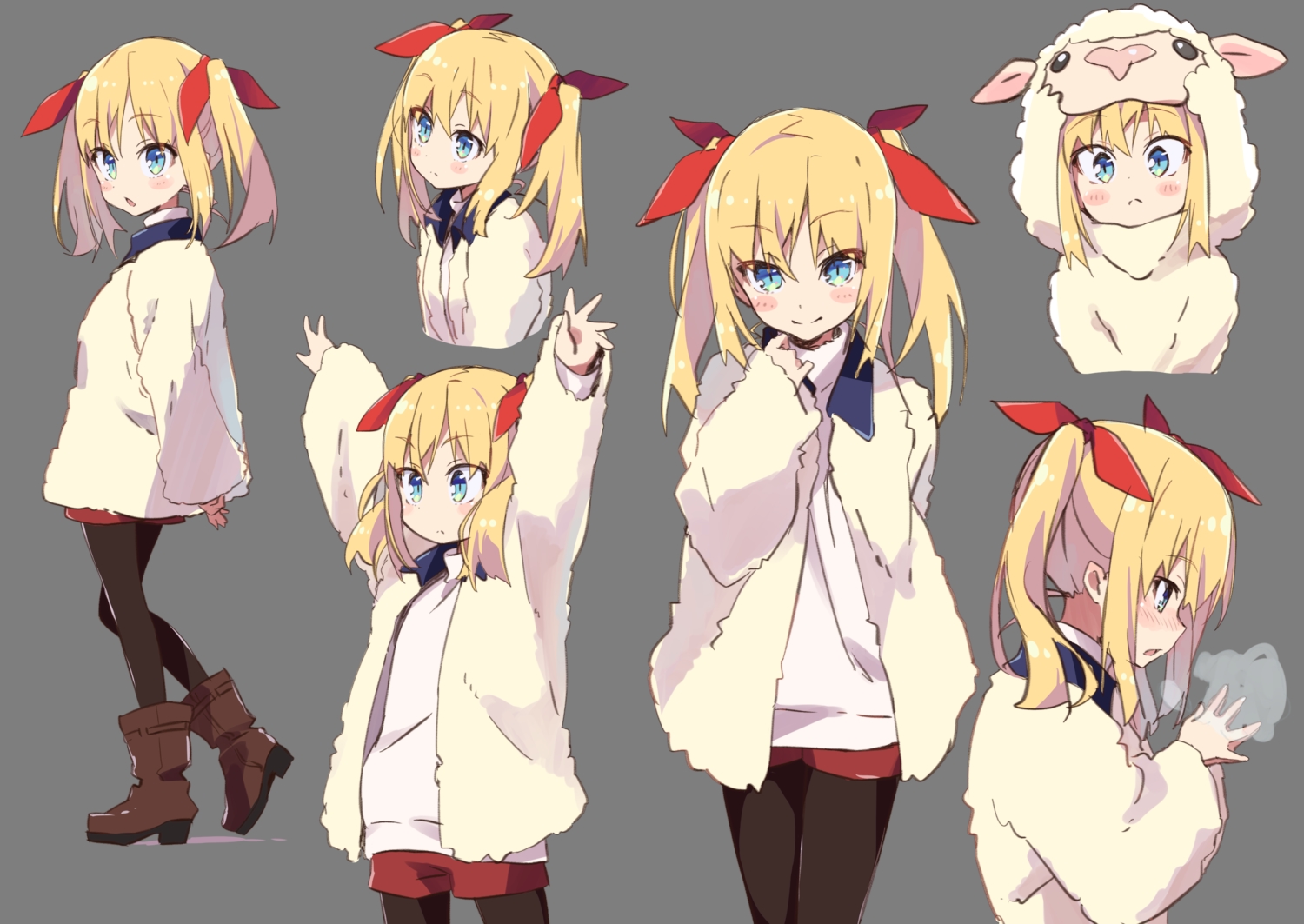 amaryllis_gumi, aqua_eyes, blonde_hair, boots, hood, kotohara_hinari, loli, long_hair