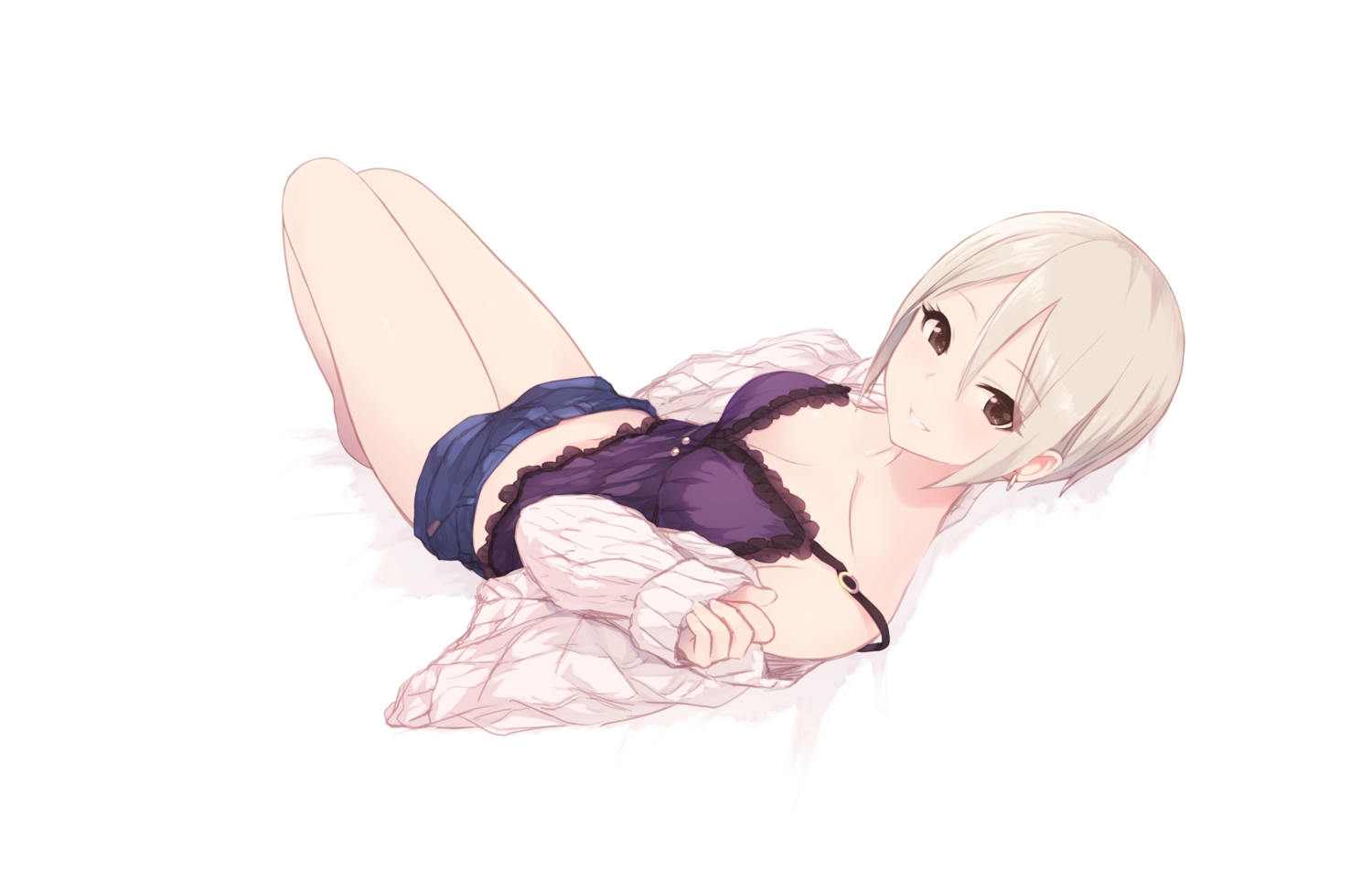 blonde_hair, brown_eyes, cait, idolmaster, idolmaster_cinderella_girls, shiomi_shuuko, short_hair, shorts