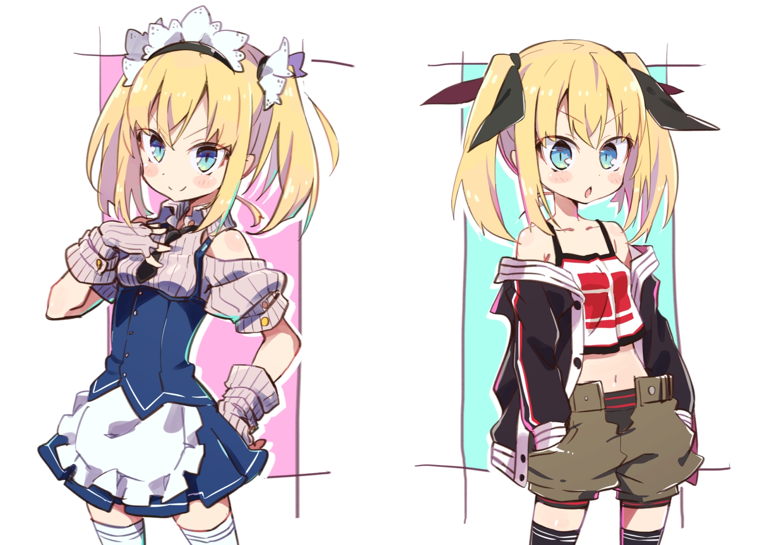 amaryllis_gumi, apron, aqua_eyes, blonde_hair, gloves, headdress, kotohara_hinari, loli