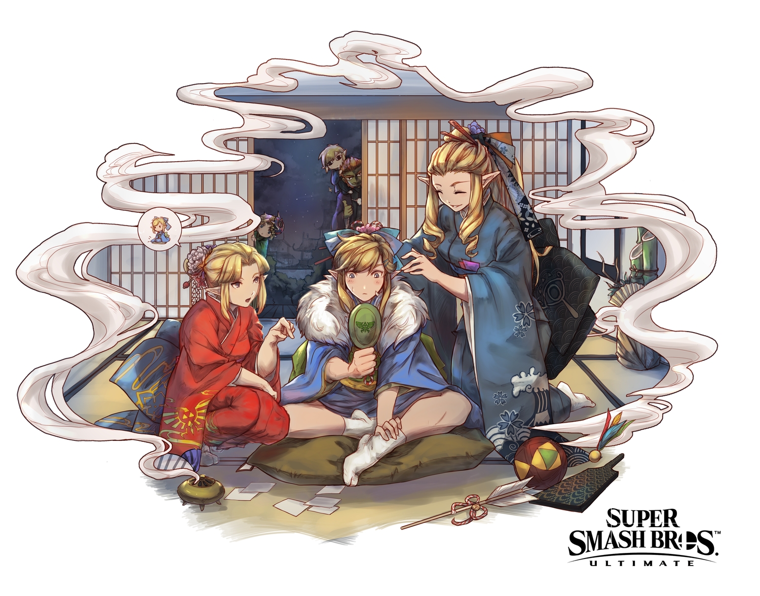 ball, black_eyes, blonde_hair, blue_eyes, ct_wind, ganondorf, japanese_clothes, kimono