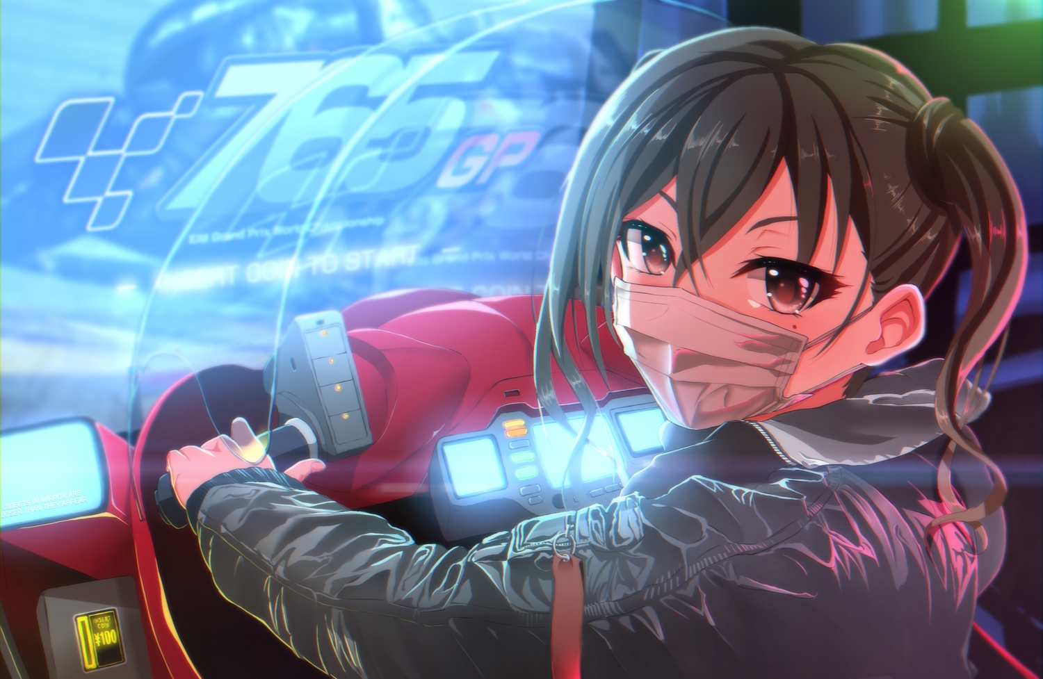 brown_eyes, brown_hair, close, game_console, idolmaster, idolmaster_cinderella_girls, kirewisha, long_hair