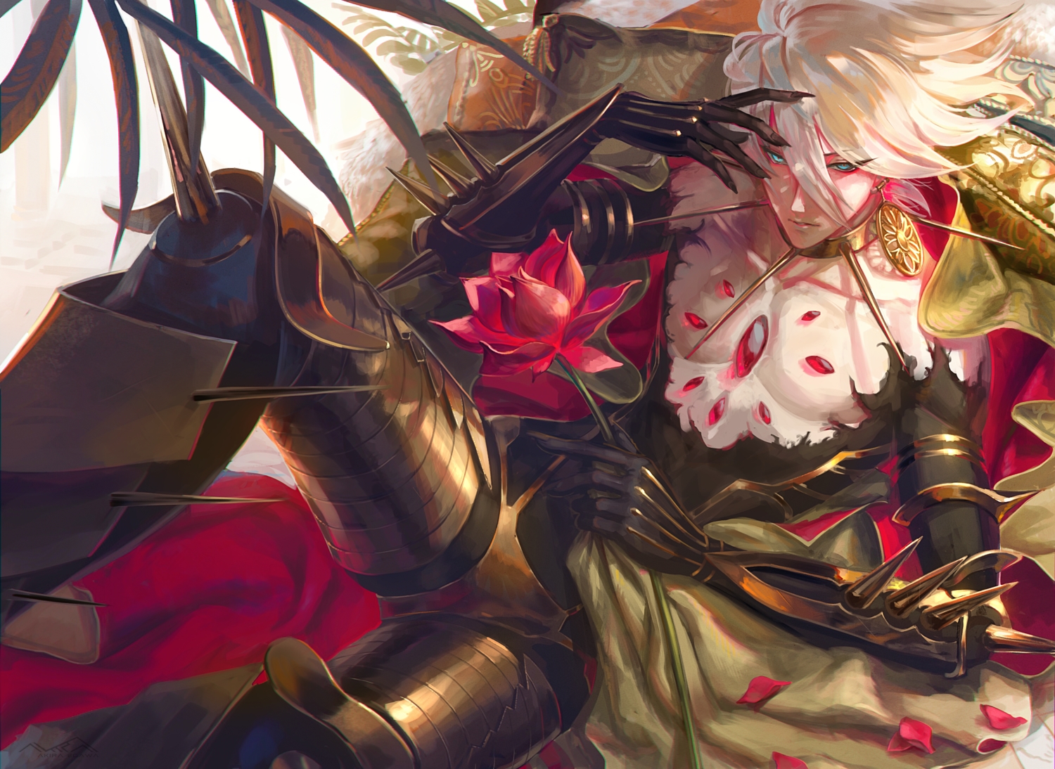 all_male, aqua_eyes, armor, blonde_hair, bodysuit, egawa_akira, fate/grand_order, fate_(series)