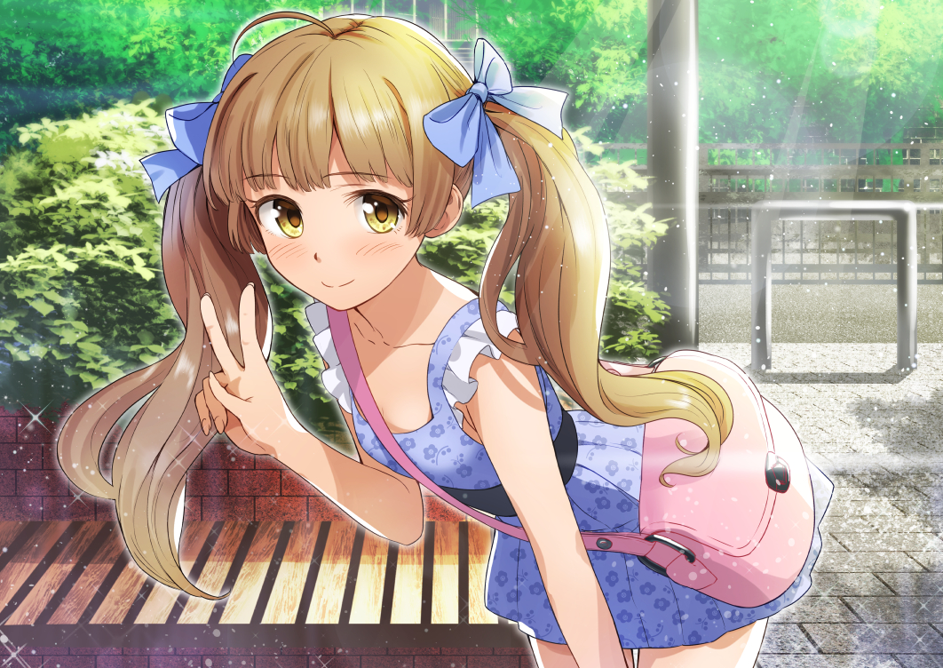 aliasing, blush, brown_hair, dress, hakozaki_serika, idolmaster, idolmaster_million_live!, long_hair