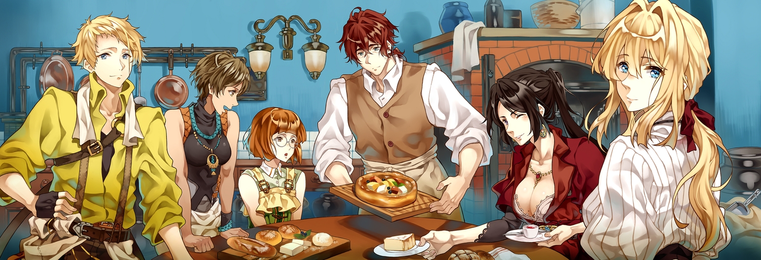 aqua_eyes, benedict_blue, black_hair, blonde_hair, breasts, brown_hair, cattleya_baudelaire, cheese_kang