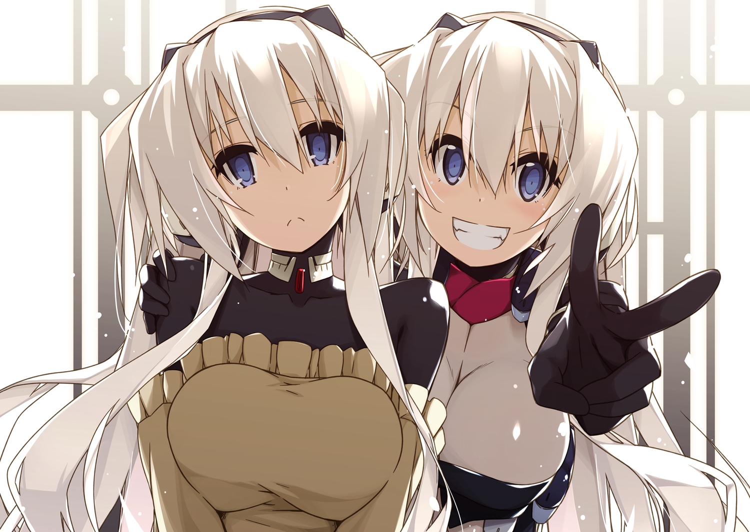 apron, horizon_ariadust, kyoukai_senjou_no_horizon, long_hair, shikei, white_hair