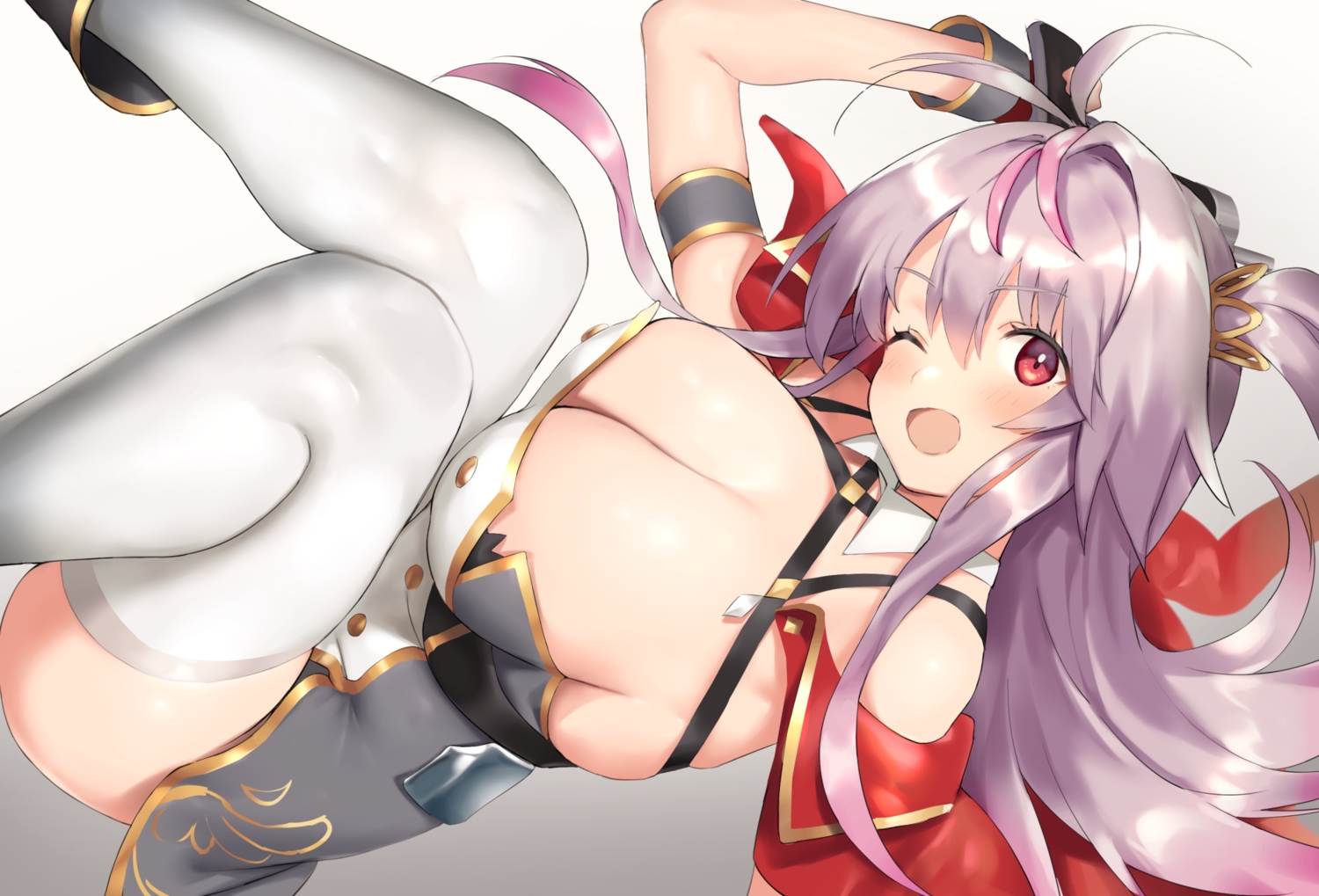 anthropomorphism, azur_lane, blush, breasts, cleavage, dress, grenville_(azur_lane), long_hair