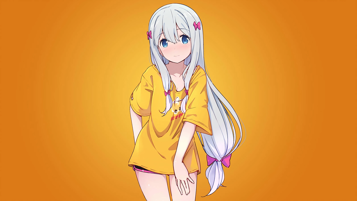 aqua_eyes, assassinwarrior, eromanga-sensei, gradient, gray_hair, izumi_sagiri, loli, long_hair