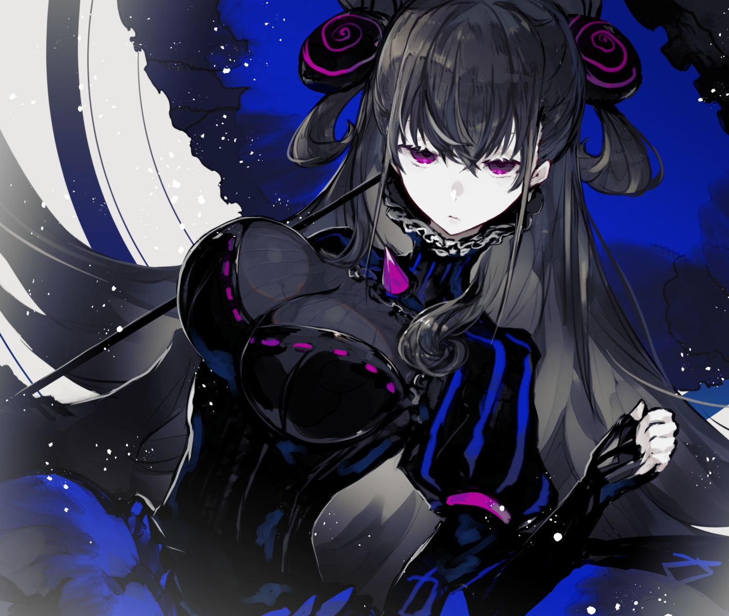 black_hair, breasts, cleavage, corset, dress, fate/grand_order, fate_(series), kusakanmuri
