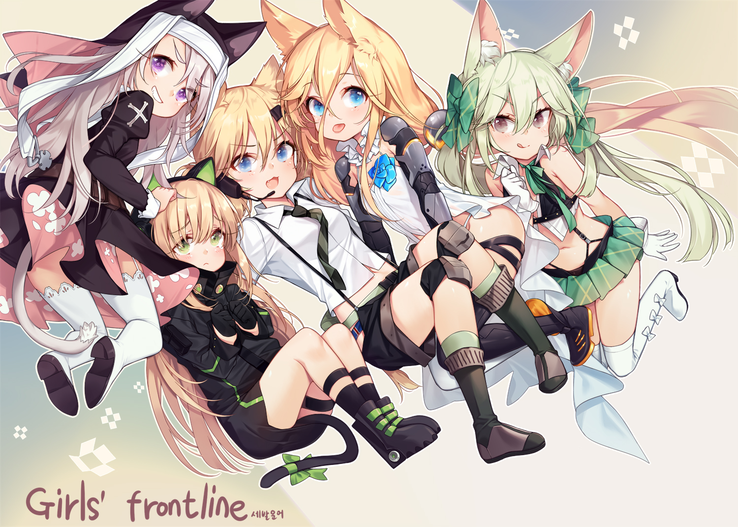 animal_ears, anthropomorphism, aqua_eyes, art556_(girls_frontline), blonde_hair, blue_eyes, boots, bow