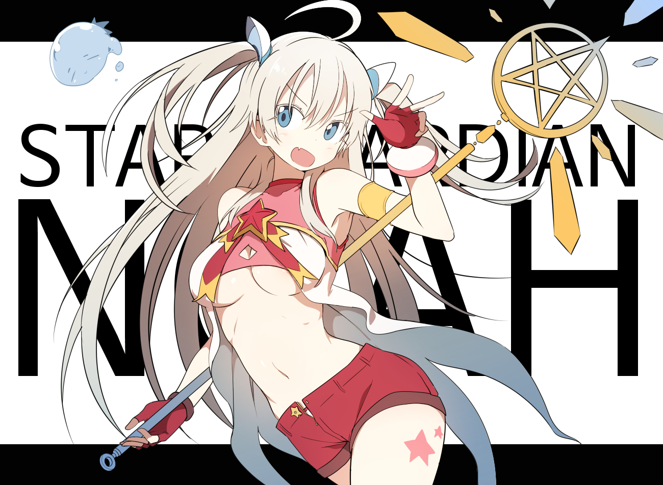 blonde_hair, blue_eyes, blush, breasts, bural_chingu, fang, gloves, luke_(dydansgur)