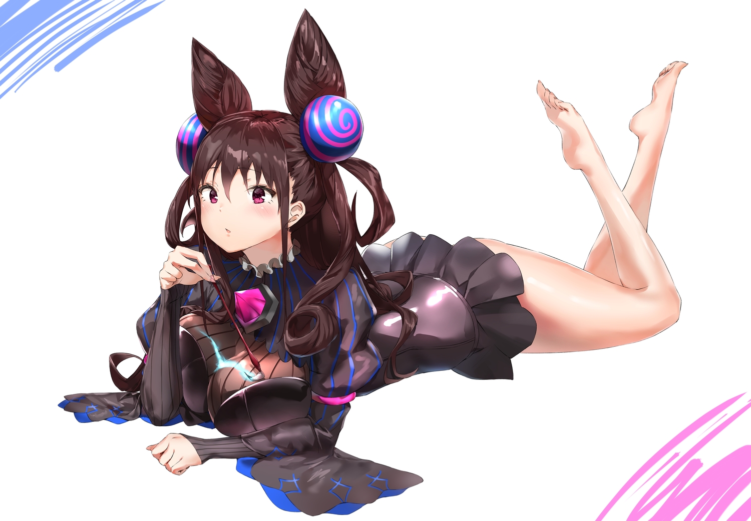 barefoot, breasts, brown_hair, fate/grand_order, fate_(series), long_hair, murasaki_shikibu, pixel_(yuxian), purple_eyes, white