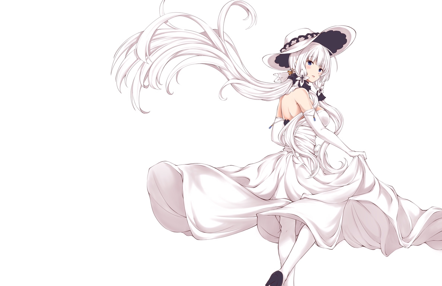 anthropomorphism, azur_lane, blue_eyes, dress, elbow_gloves, gloves, hat, illustrious_(azur_lane)