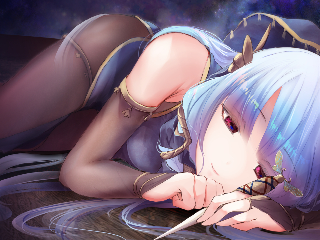 aqua_hair, close, long_hair, oka_(umanihiki), original, pantyhose, pink_eyes