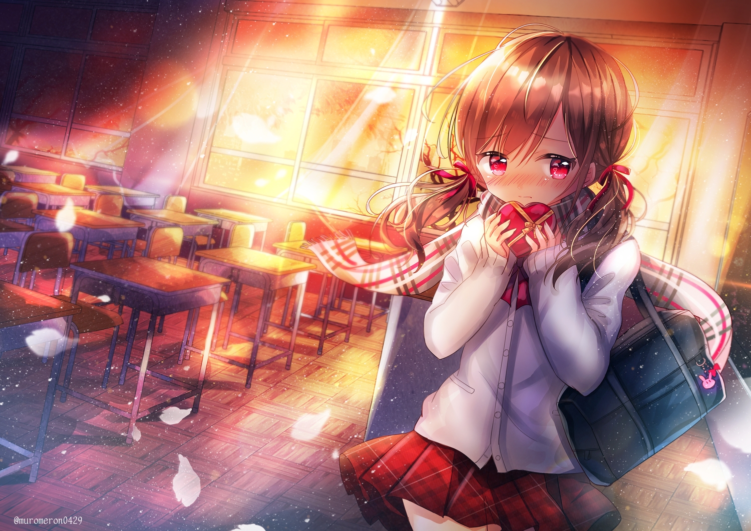 kohaku_muro, original, school_uniform, valentine, watermark