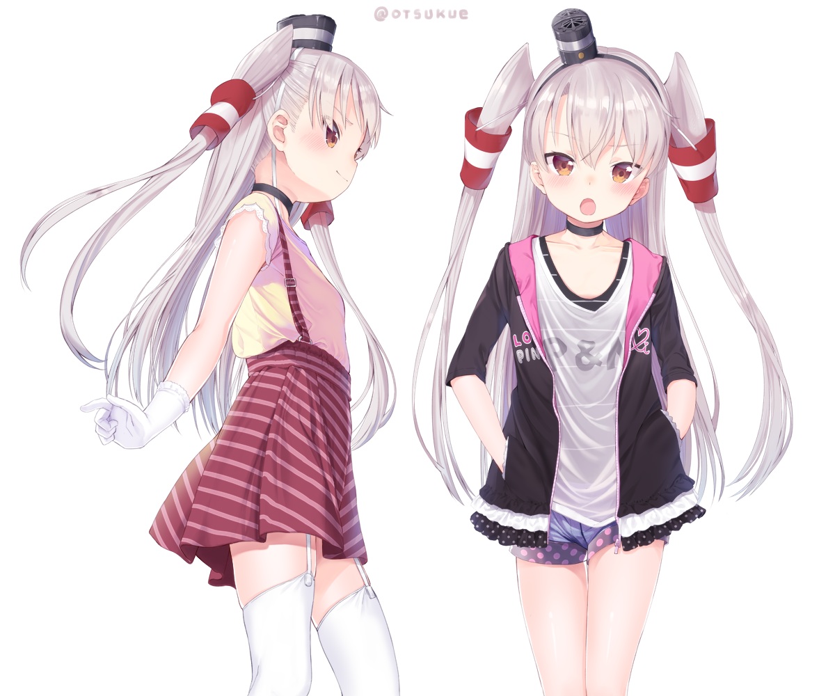 amatsukaze_(kancolle), anthropomorphism, blush, choker, cropped, dx_(dekusu), flat_chest, garter_belt