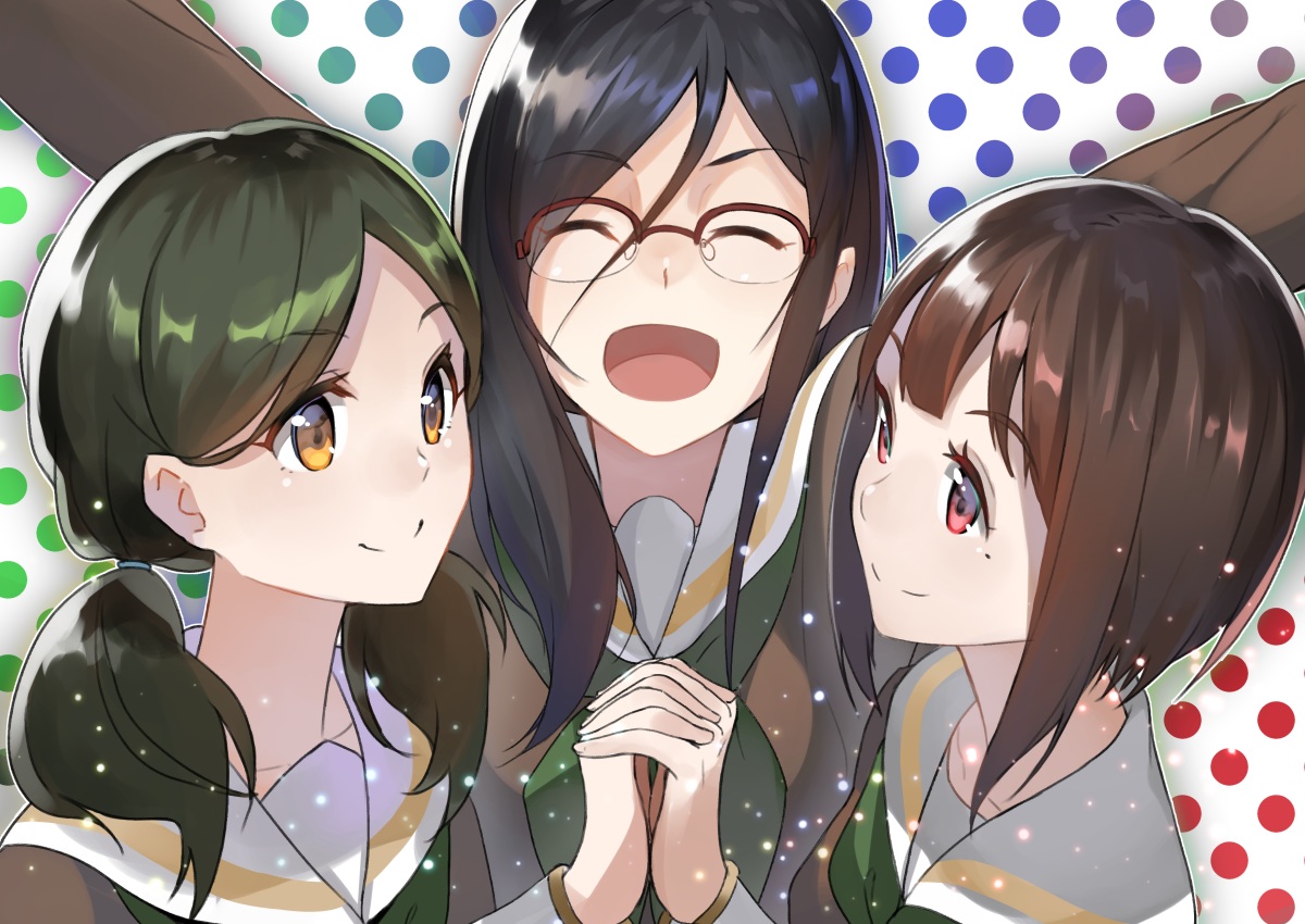 black_hair, brown_hair, fuotchan, glasses, green_hair, hibike!_euphonium, long_hair, nakaseko_kaori