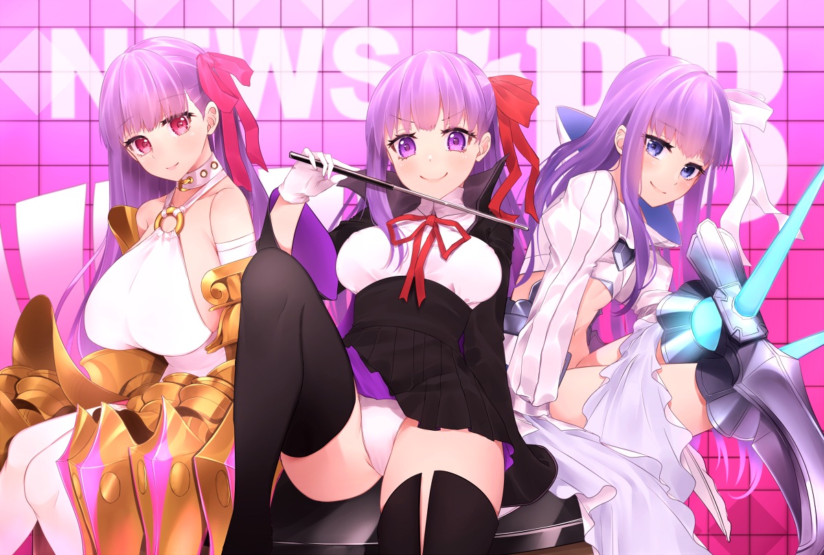 aliasing, bb_(fate), blue_eyes, breasts, erect_nipples, fate/grand_order, fate_(series), gloves