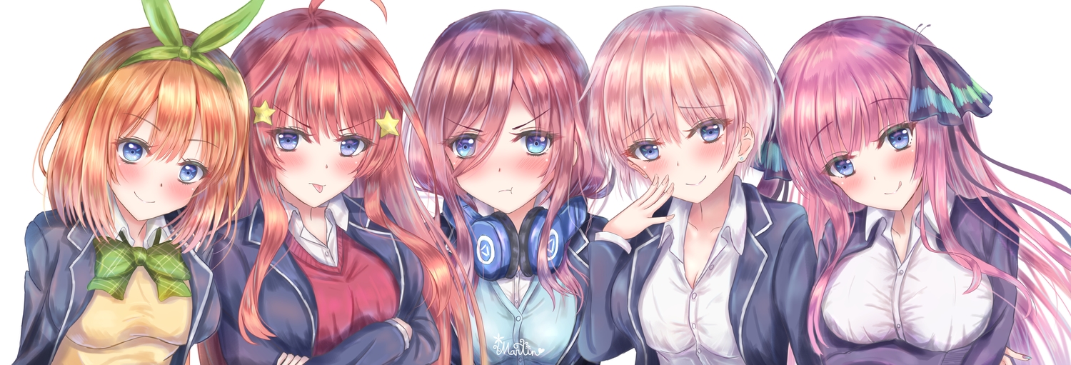 go-toubun_no_hanayome, group, martin, nakano_ichika, nakano_itsuki, nakano_miku, nakano_nino, nakano_yotsuba, signed