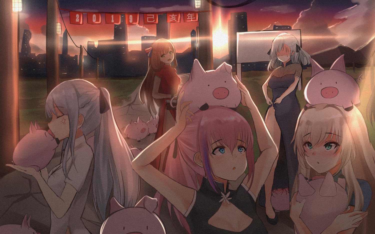 ak12_(girls_frontline), an94_(girls_frontline), animal, anthropomorphism, aqua_eyes, blonde_hair, girls_frontline, gray_hair