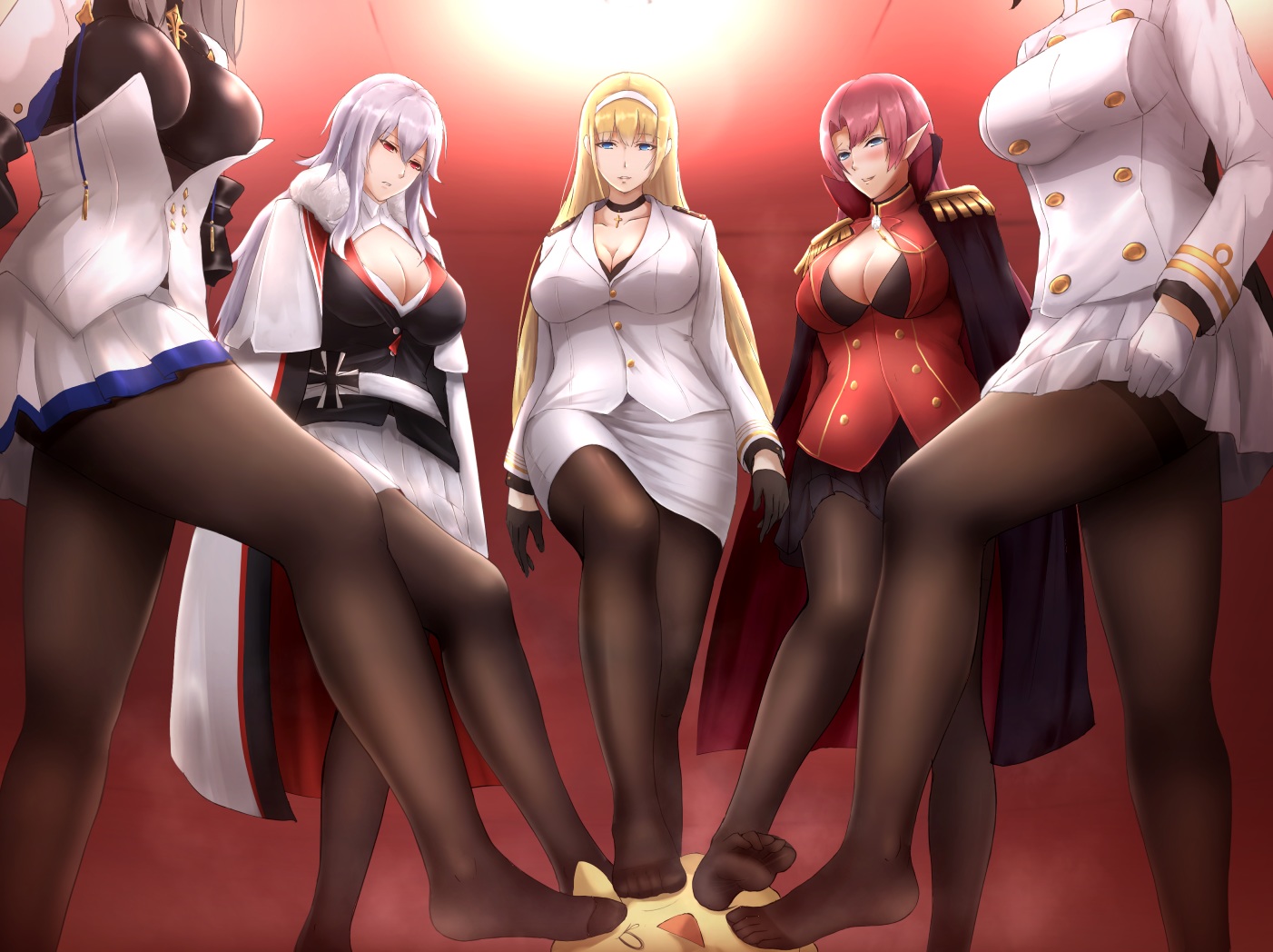 anthropomorphism, azur_lane, duke_of_york_(azur_lane), graf_zeppelin_(azur_lane), group, manjuu_(azur_lane), north_carolina_(azur_lane), pantyhose, saint-louis_(azur_lane), takao_(azur_lane), tanpaku-chan, uniform