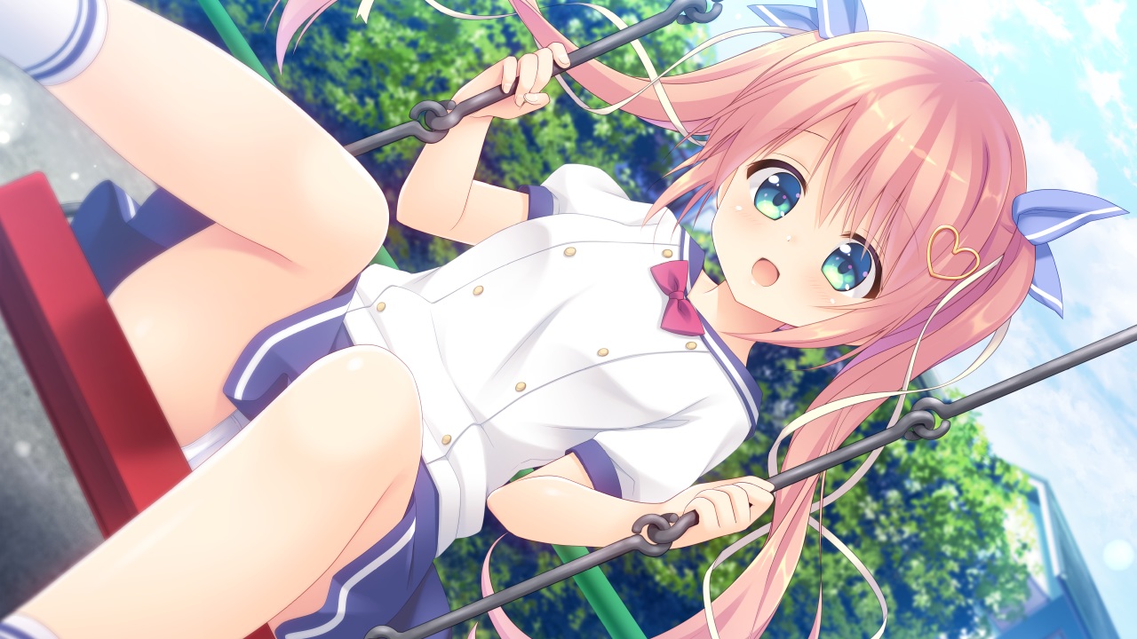 blush, bow, brown_hair, cameltoe, game_cg, green_eyes, long_hair, nagayama_yuunon