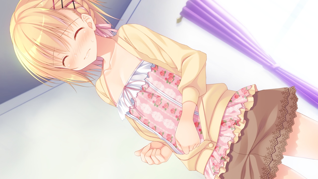 aliasing, all_male, ashinome_chrome, blonde_hair, blush, braids, game_cg, hazumi_rio