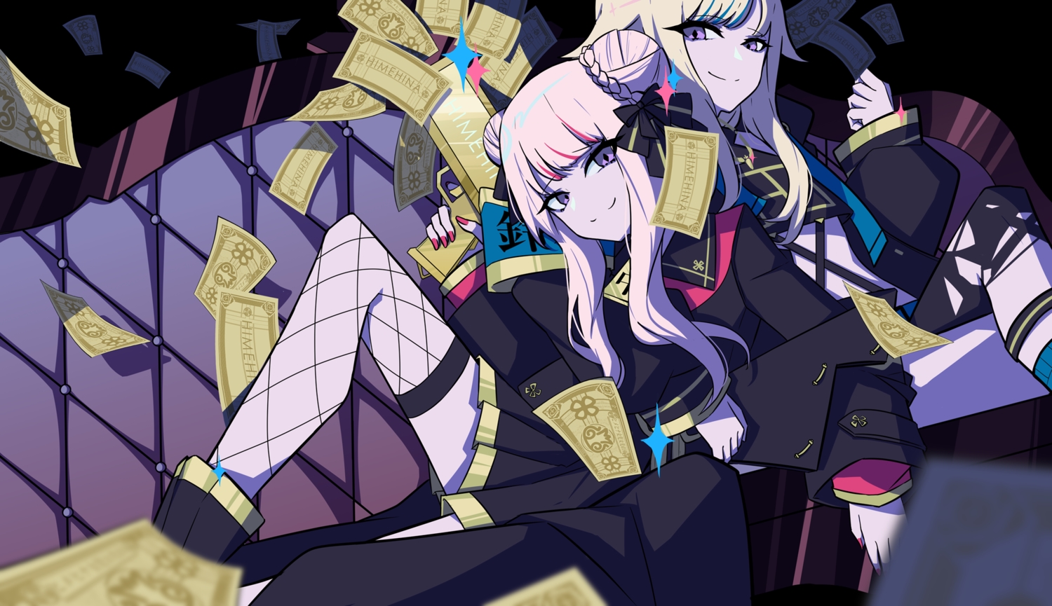 2girls, aie, himehina_channel, polychromatic, suzuki_hina, tanaka_hime