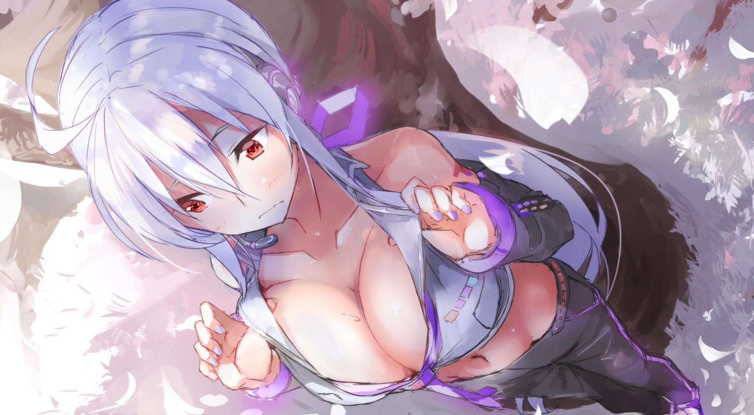 breasts, cleavage, close, daidou_(demitasse), headphones, microphone, navel, no_bra