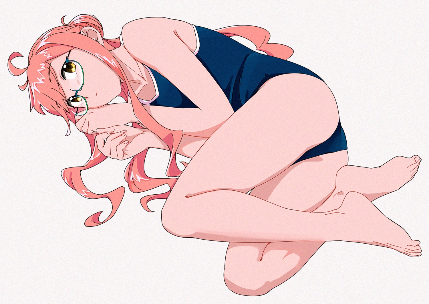 anthropomorphism, ass, barefoot, glasses, kantai_collection, long_hair, makigumo_(kancolle), ojipon