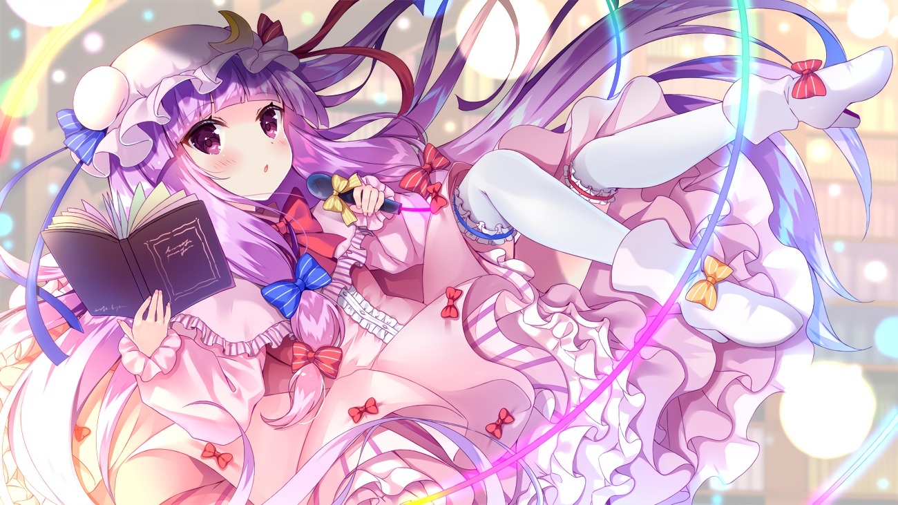 blush, book, boots, bow, dress, garter, hat, ko_yu